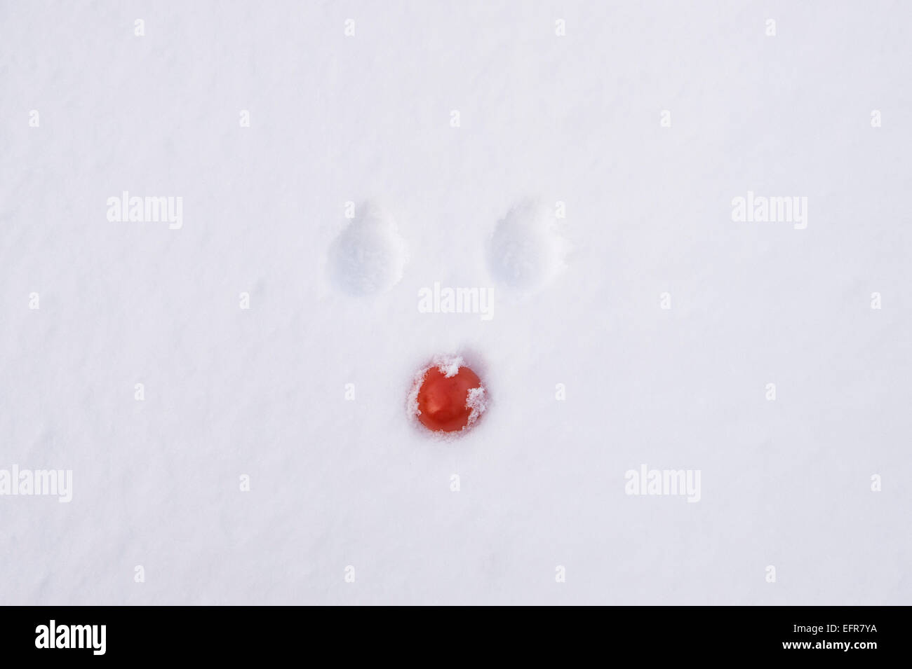 Abstract Red Nose face in the snow Stock Photo
