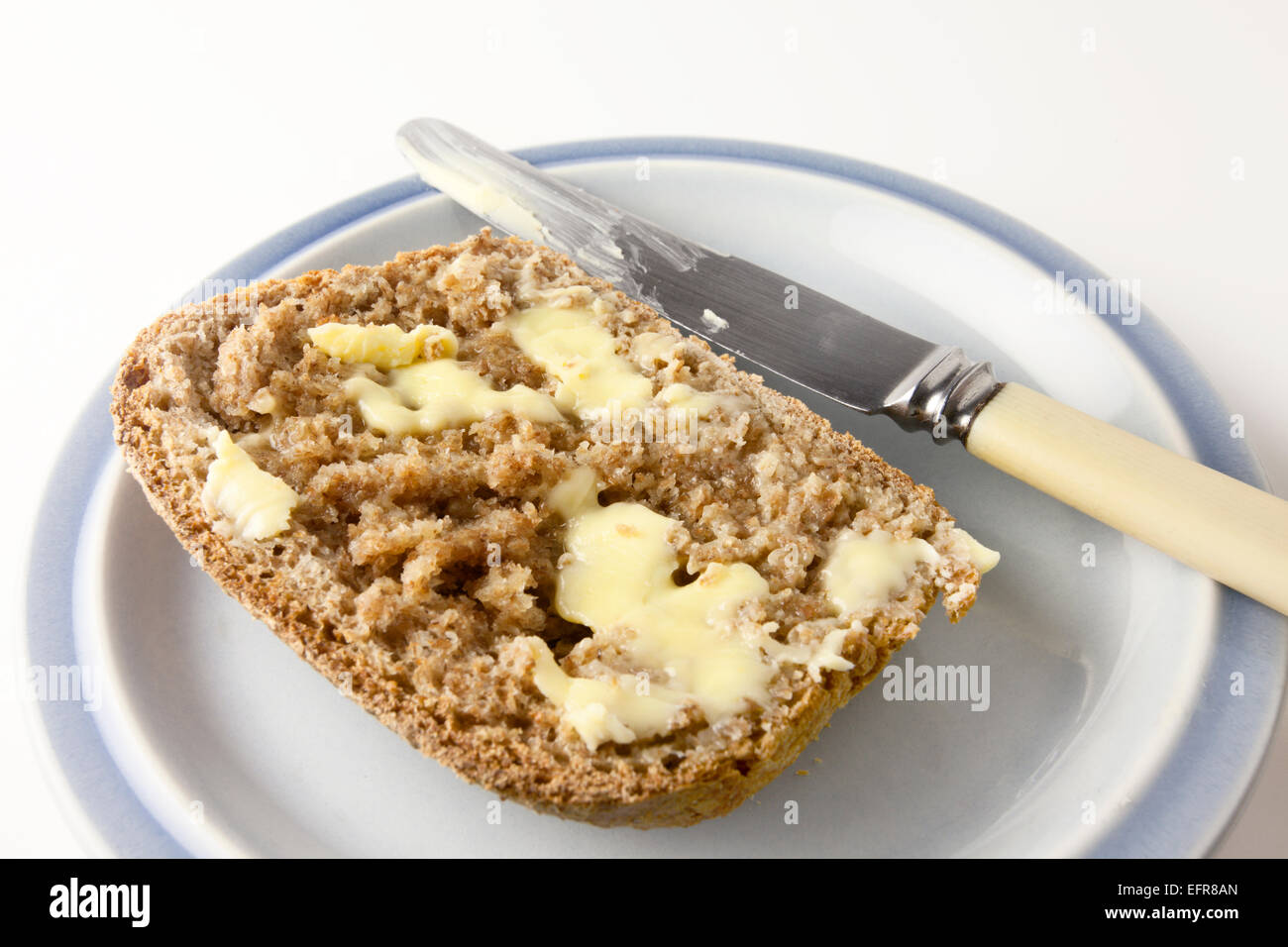 https://c8.alamy.com/comp/EFR8AN/slice-of-freshly-baked-warm-wholemeal-bread-with-butter-on-a-plate-EFR8AN.jpg