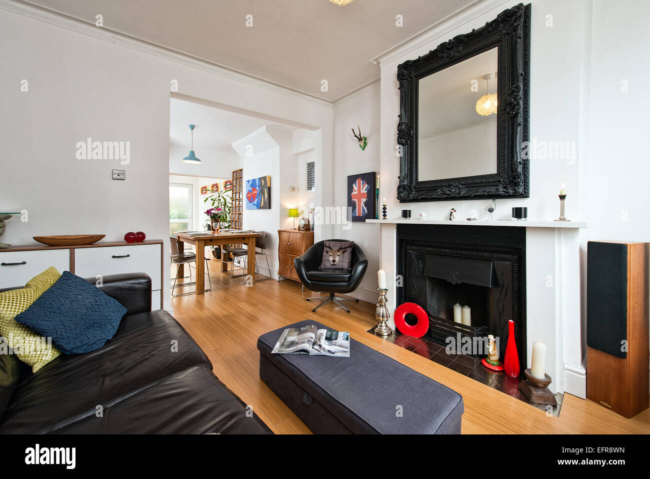 The interior of a modernised, typical British Victorian terraced home in Swindon, Wiltshire, UK Stock Photo