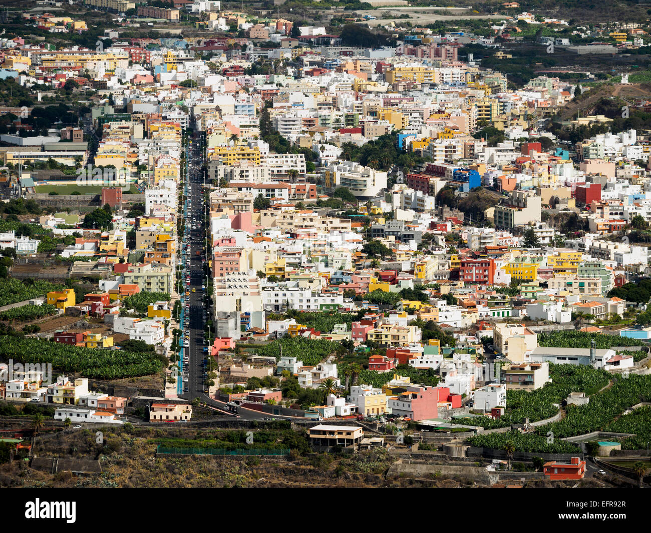 Los Llanos de Aridane, the biggest city on the Canary Island of La Palma Stock Photo