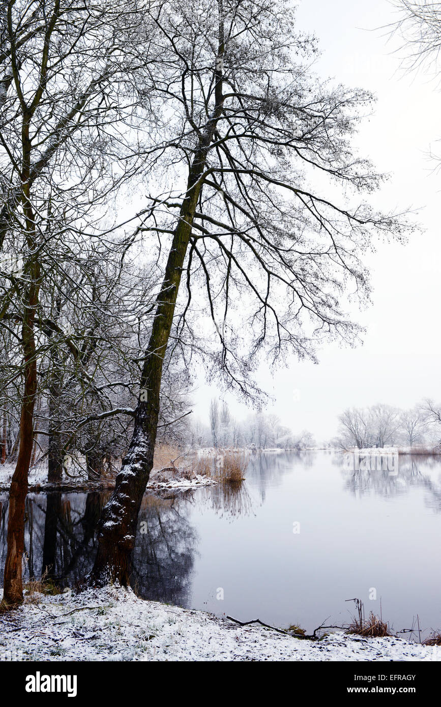 Winter landscape on Havel River (Germany) Stock Photo