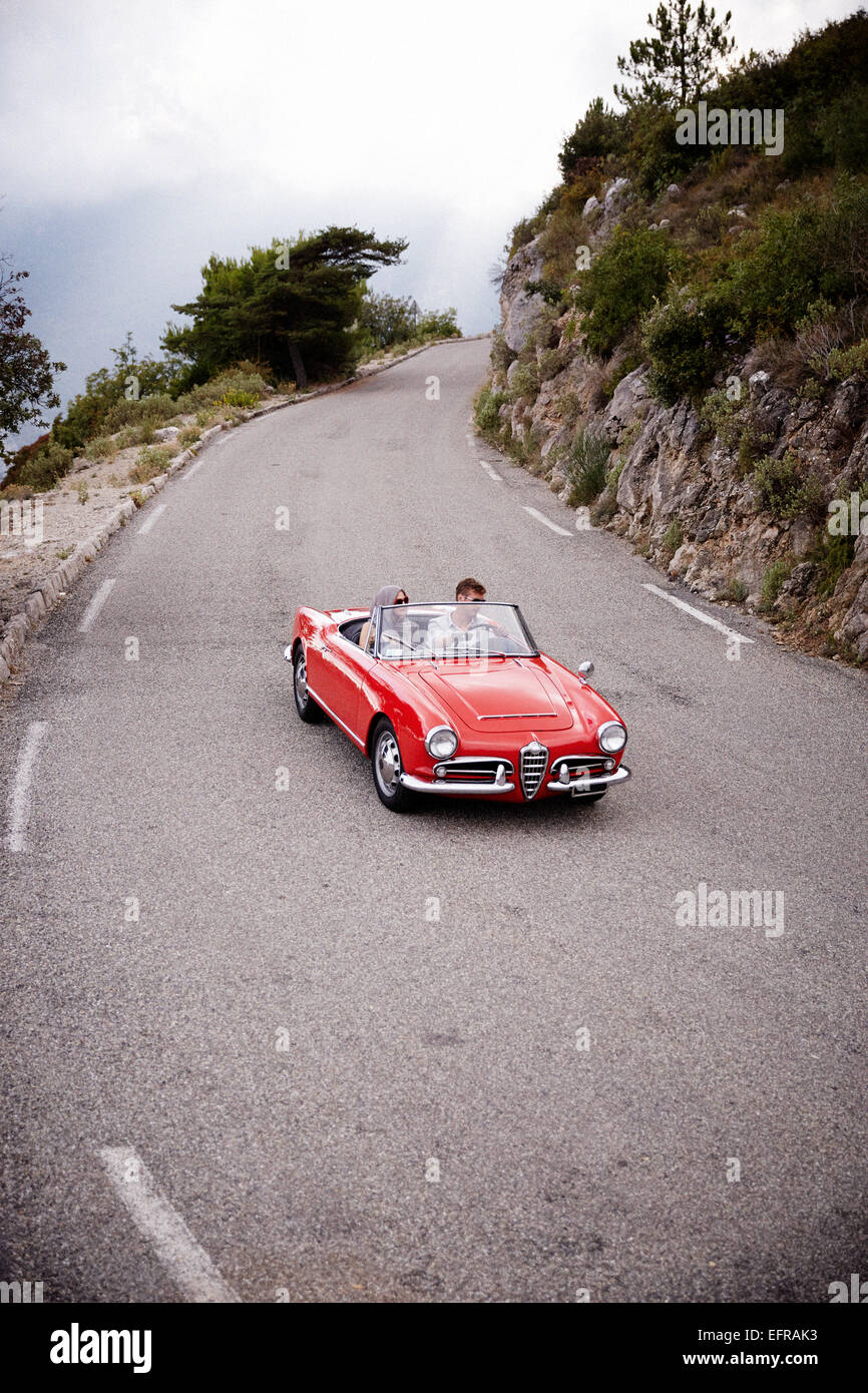 Driving a classic car in the South of France Stock Photo