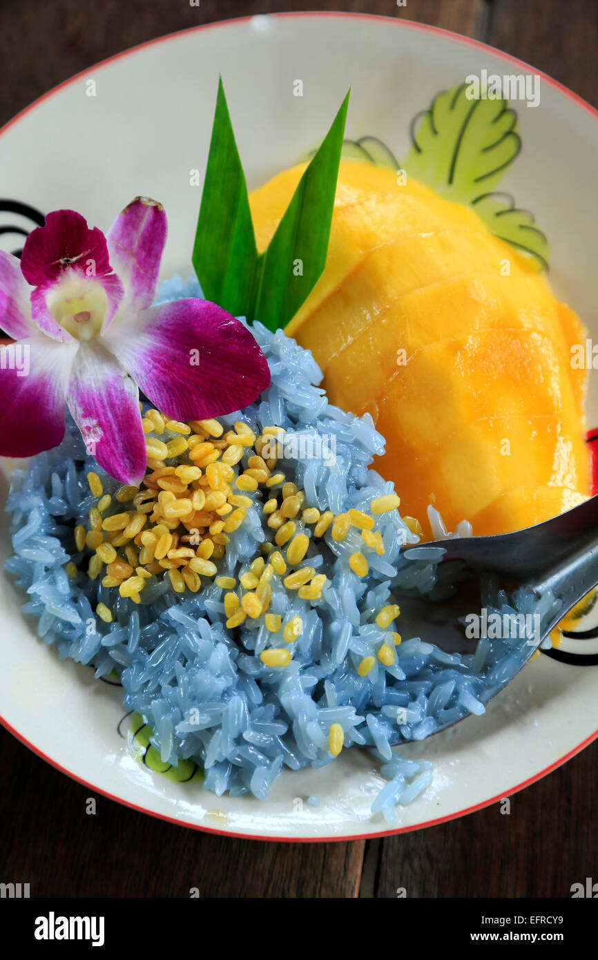 Mango sticky rice, Thai Farm Cooking School, near Chiang Mai, Thailand