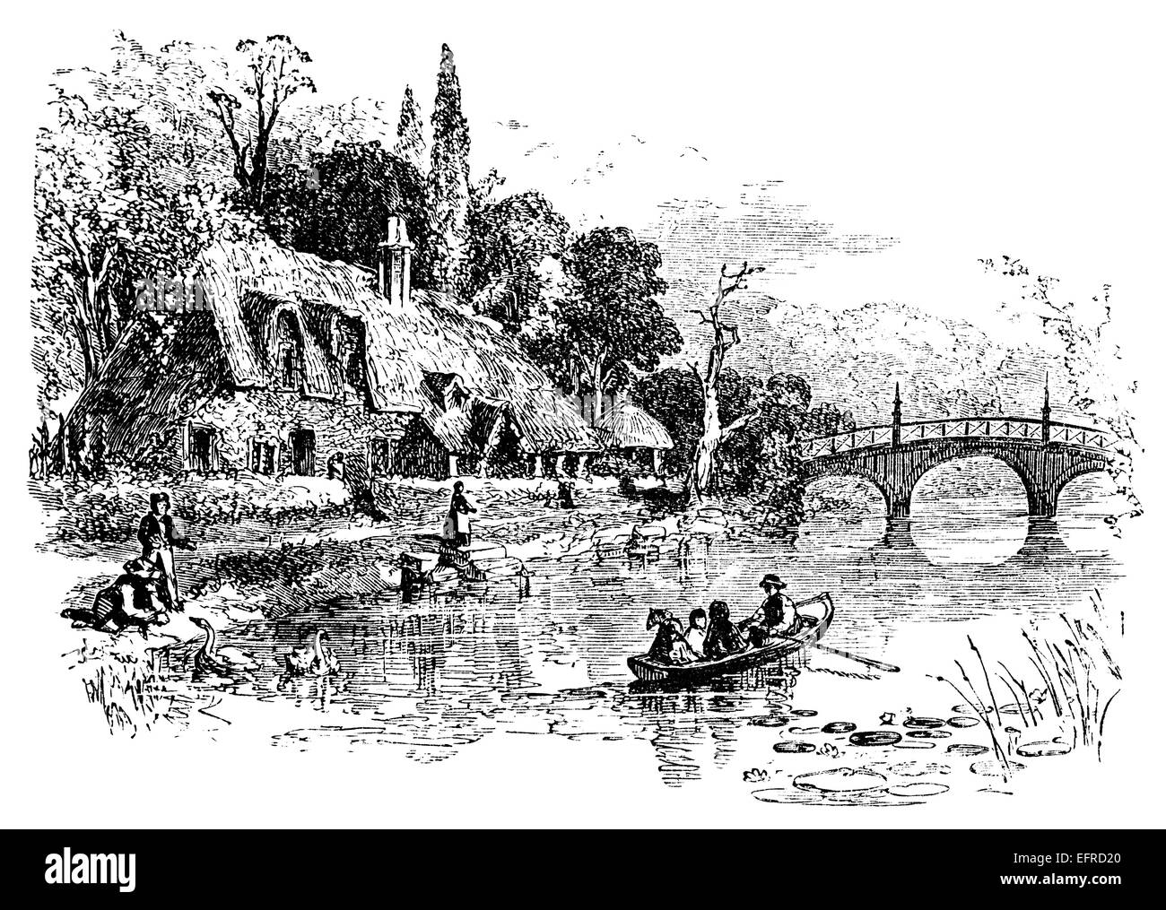 Nuneham Courtenay, UK, photographed from  'English Pictures Drawn with Pen and Pencil' published in London ca. 1870. Stock Photo