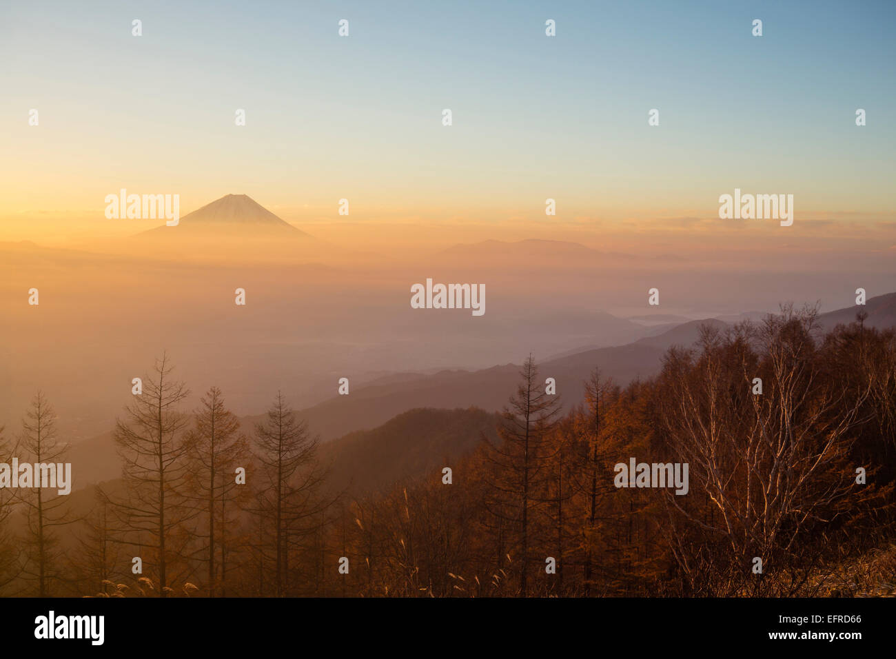 Mount Fuji Seen from Amariyama, Yamanashi, Japan Stock Photo