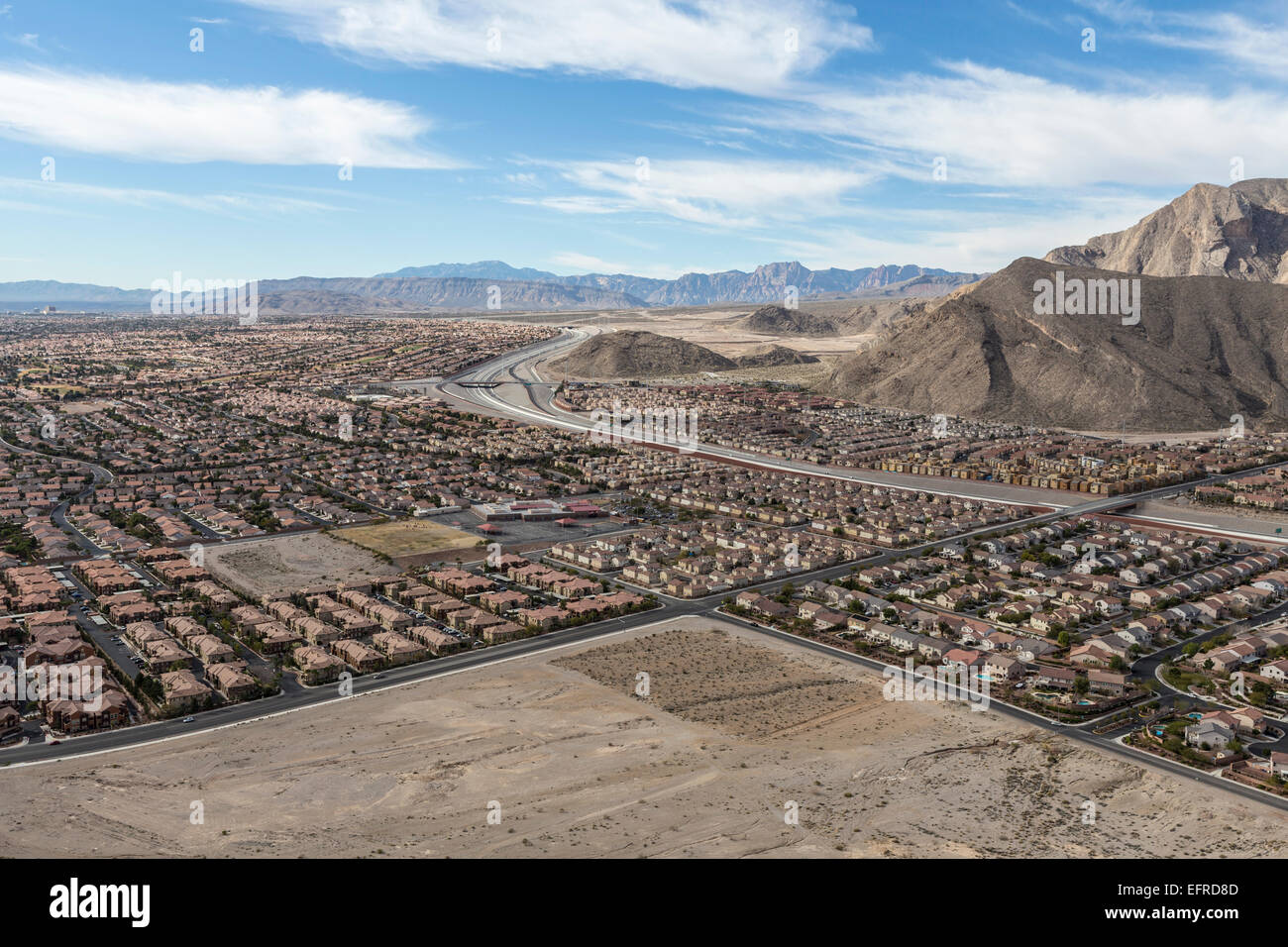 Suburban desert sprawl in the Las Vegas suburb of Summerlin. Stock Photo