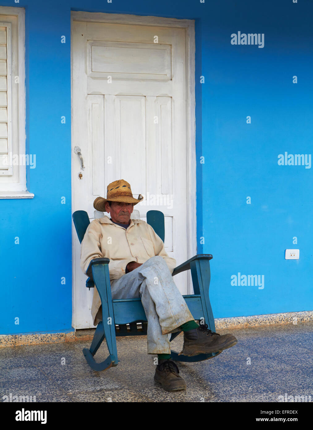 Man in chair, Cuba Stock Photo