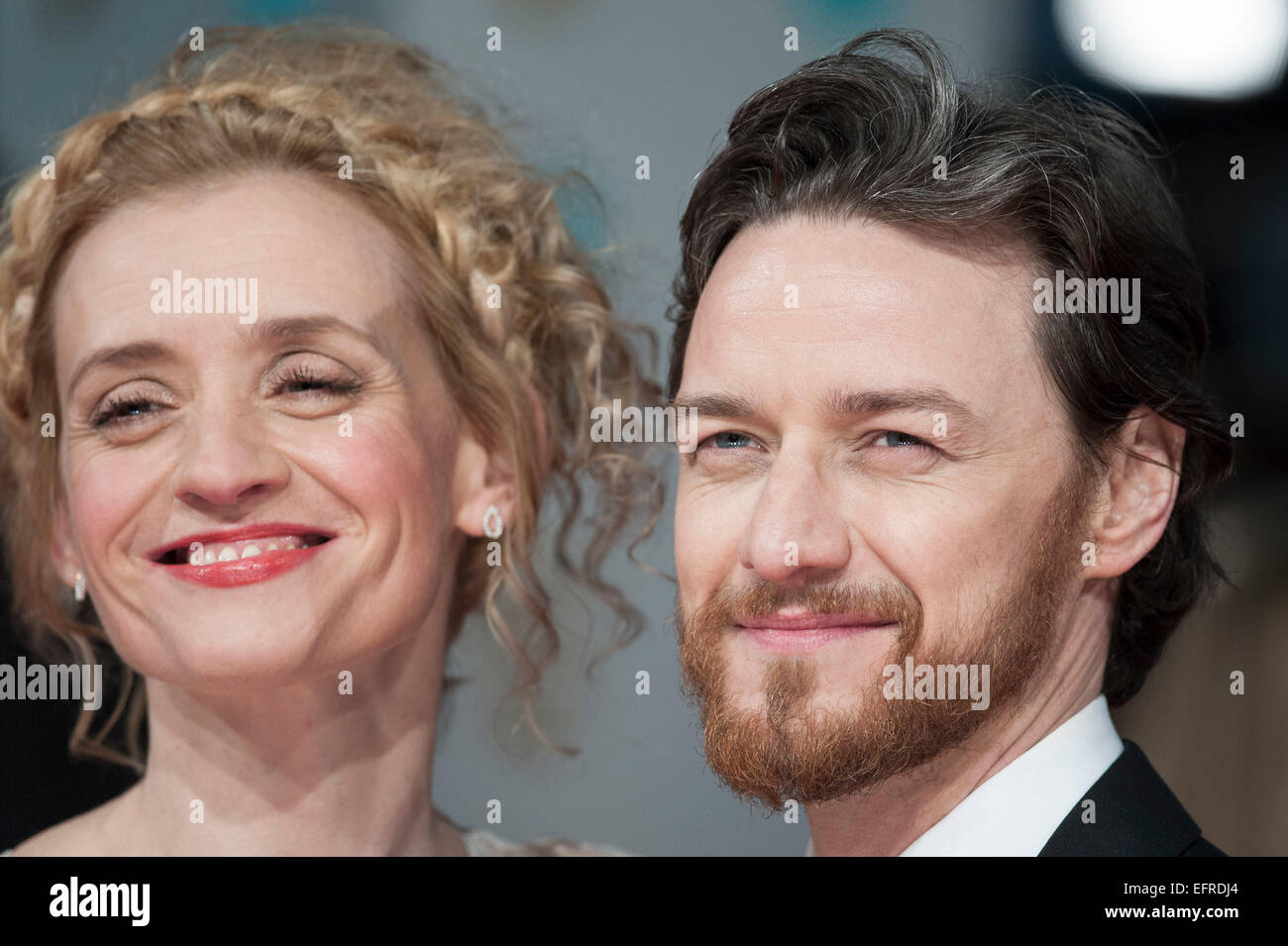 Anne-Marie Duff, James McAvoy arrives on the red carpet for the EE BRITISH ACADEMY FILM AWARDS on 08/02/2015 at Royal Opera House, London. Picture by Julie Edwards Stock Photo