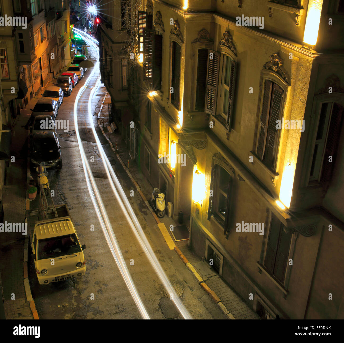 Beyoglu, Bostanbasi street, night view of Istanbul, Turkey Stock Photo