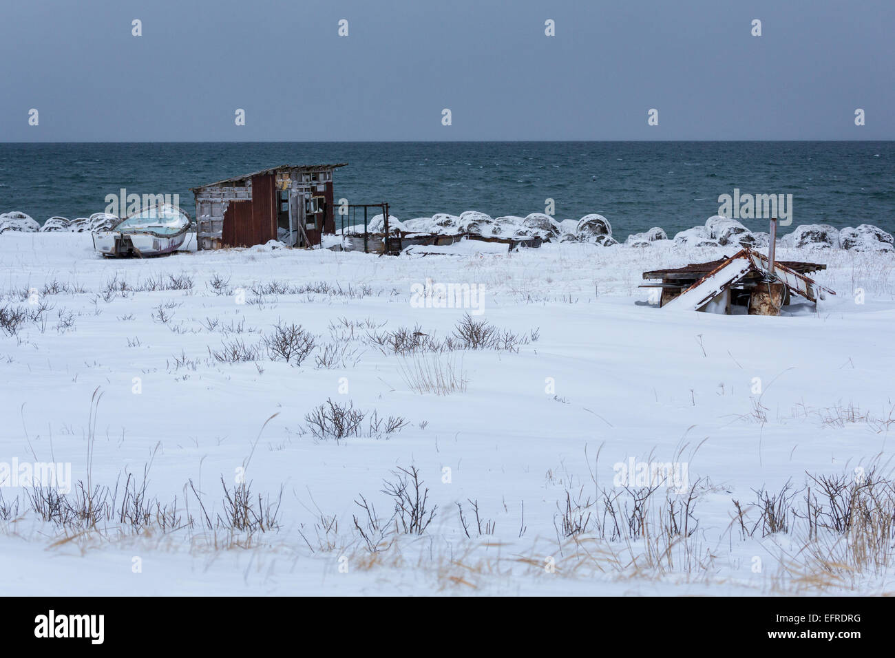Hut Buried in Snow, Hokkaido, Japan Stock Photo - Alamy