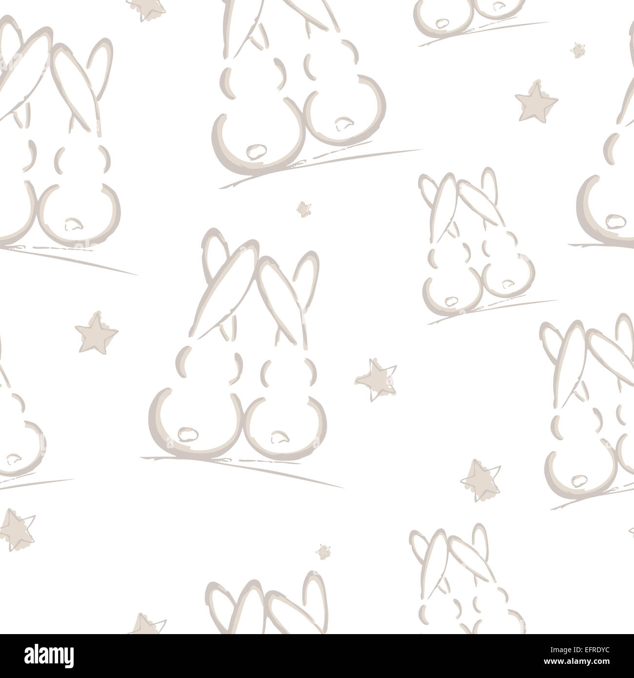 Seamless illustration, rabbits, pattern Stock Photo