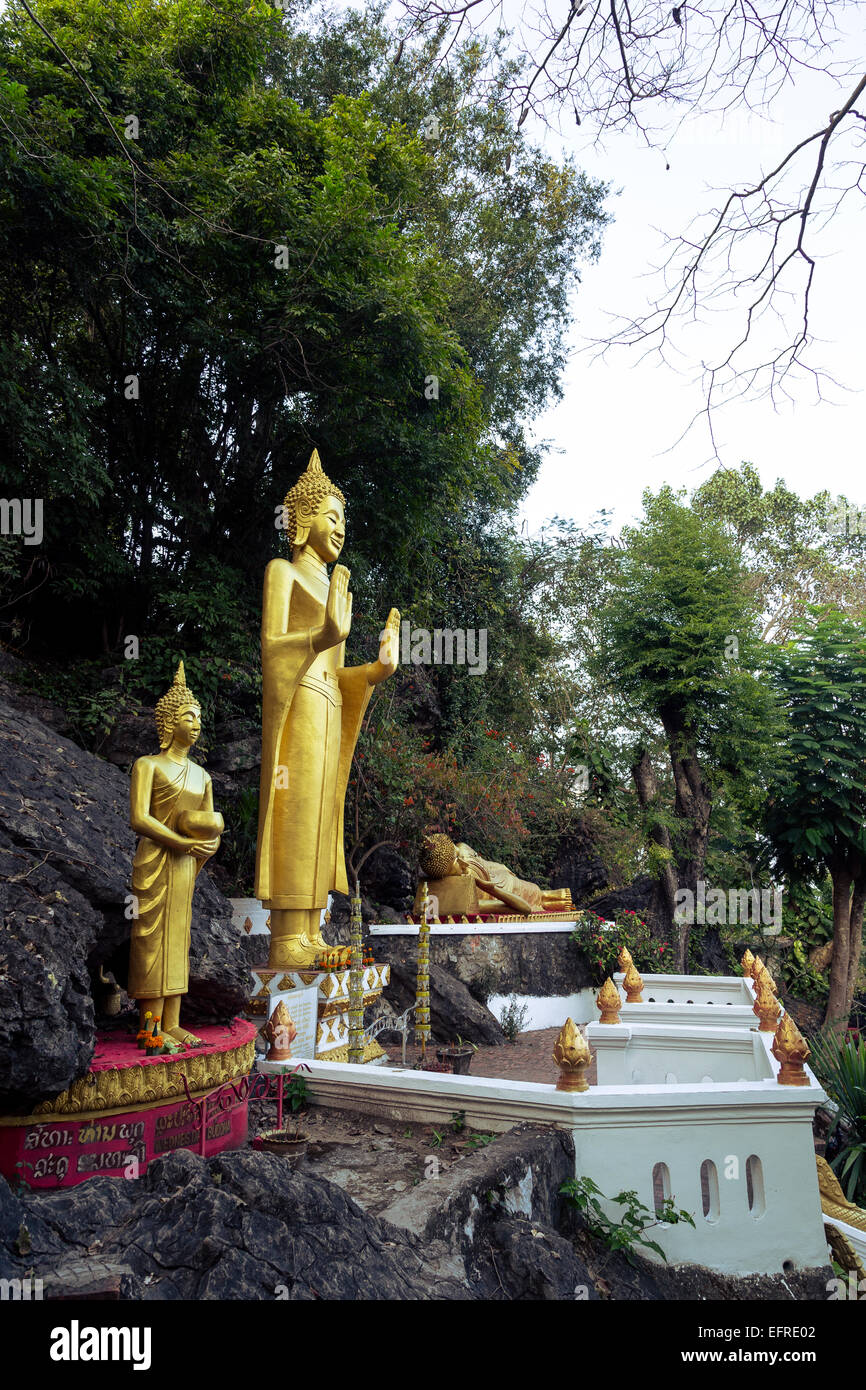 Buddha statues on Phu Si Hill, Luang Prabang, Laos. Stock Photo