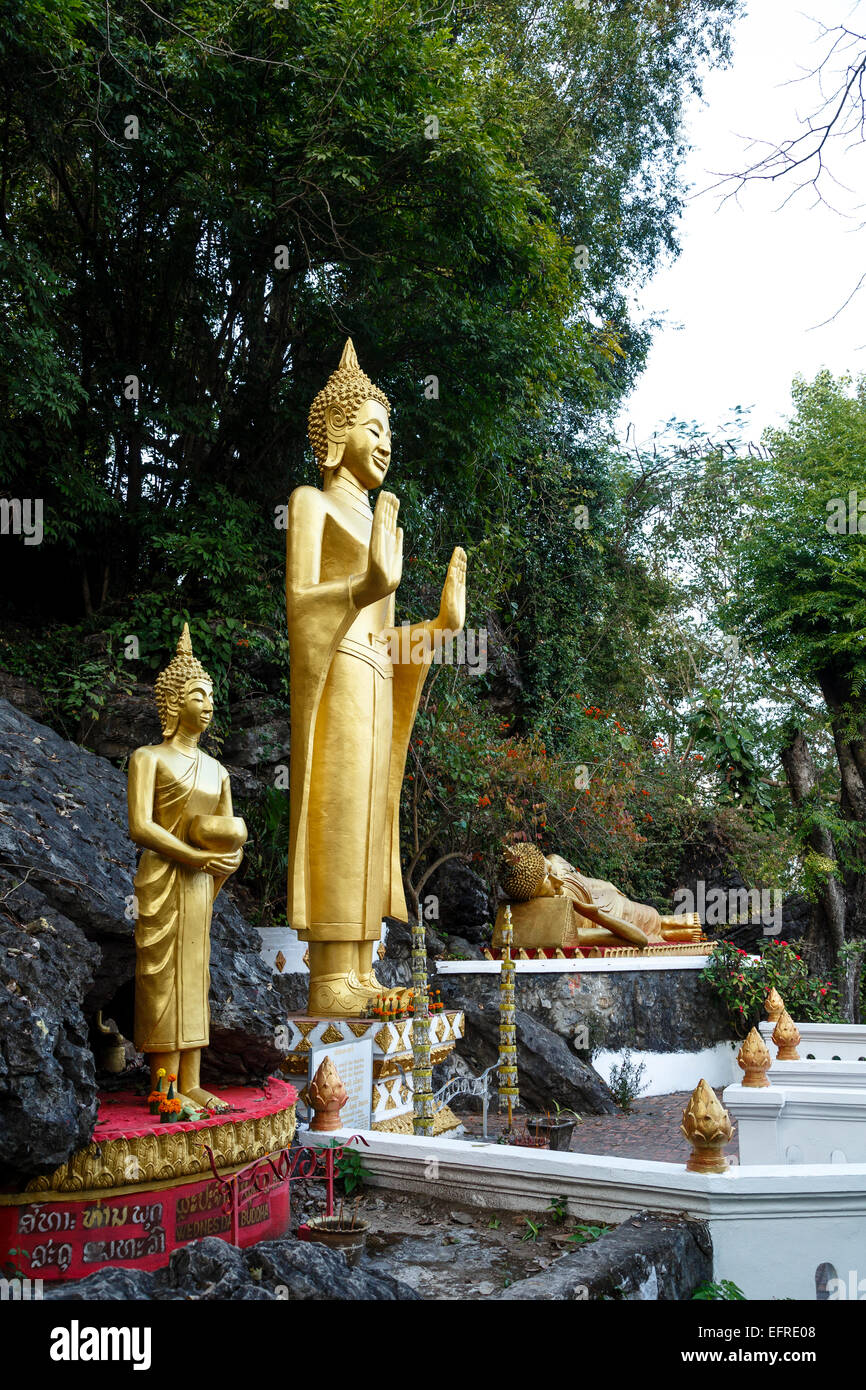 Buddha statues on Phu Si Hill, Luang Prabang, Laos. Stock Photo