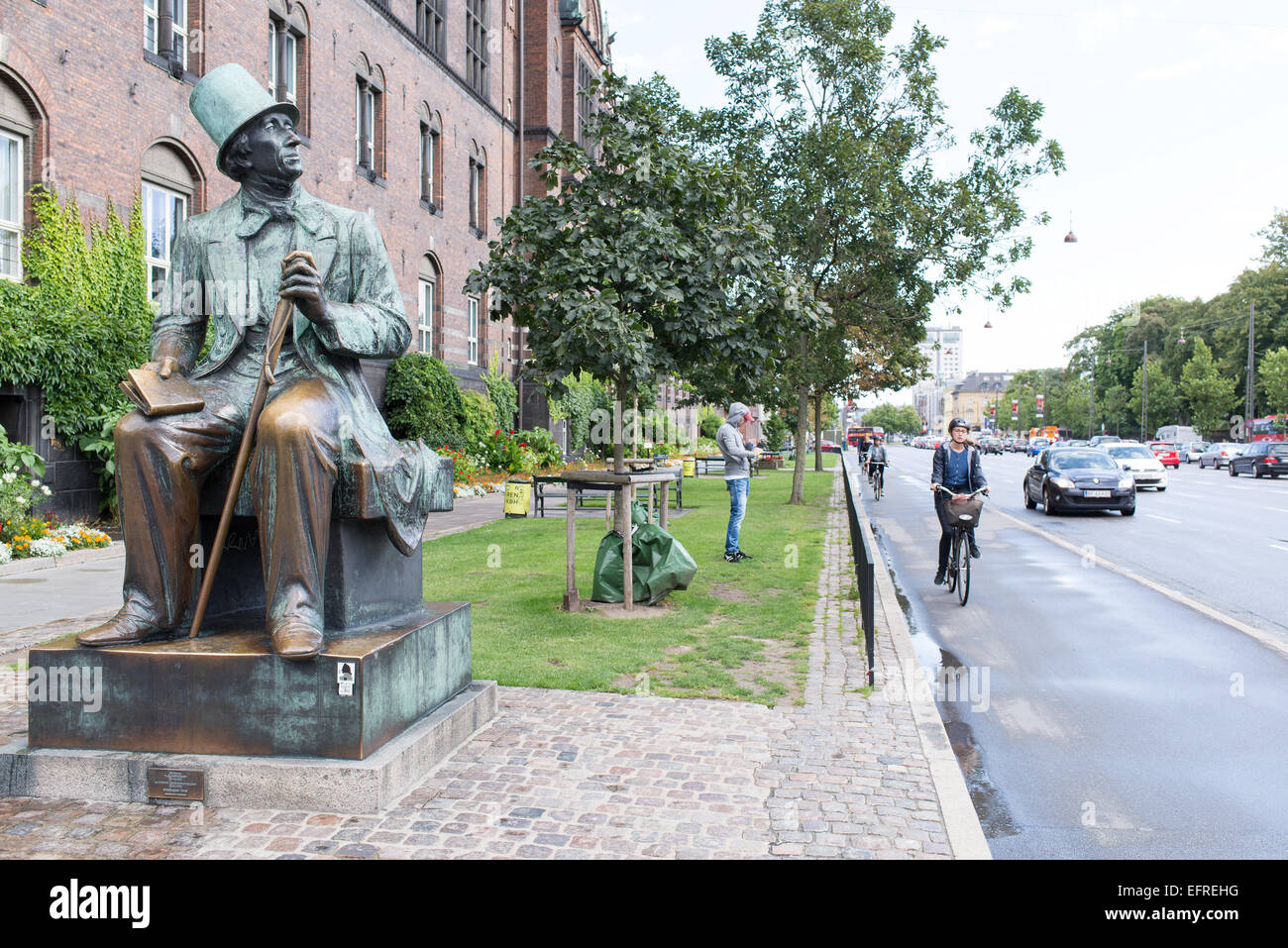 Hans Christian Andersen statue in Copenhagen, Denmark Stock Photo