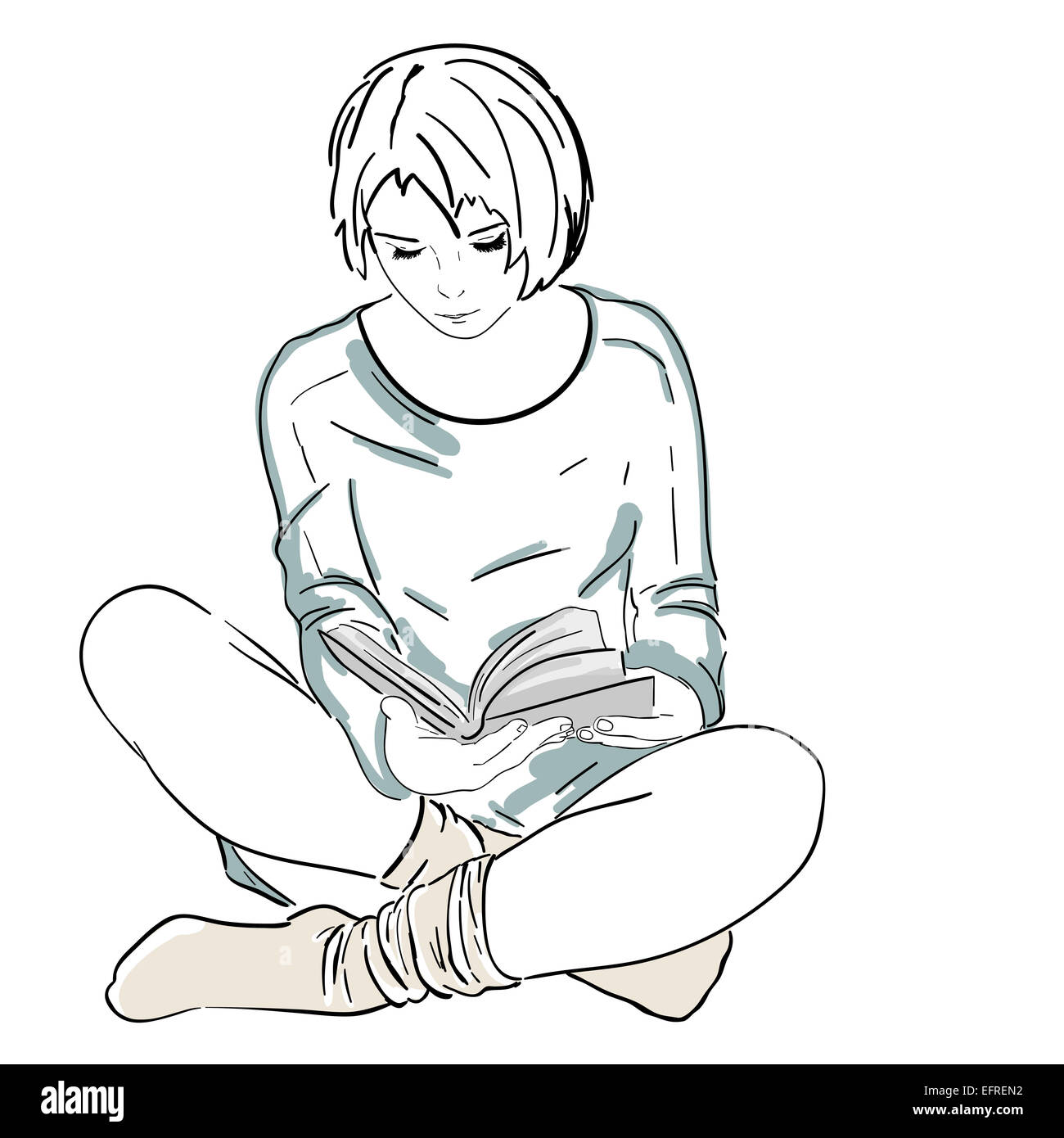 Sketch Woman Reading Stock Photos Sketch Woman Reading