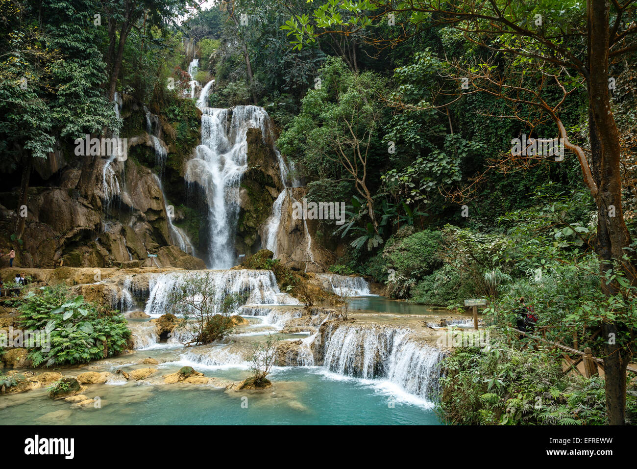 Kuang Si waterfall, Luang Prabang, Laos. Stock Photo