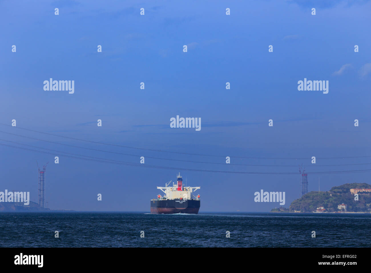 Cargo ship at Bosphorus, Istanbul, Turkey Stock Photo