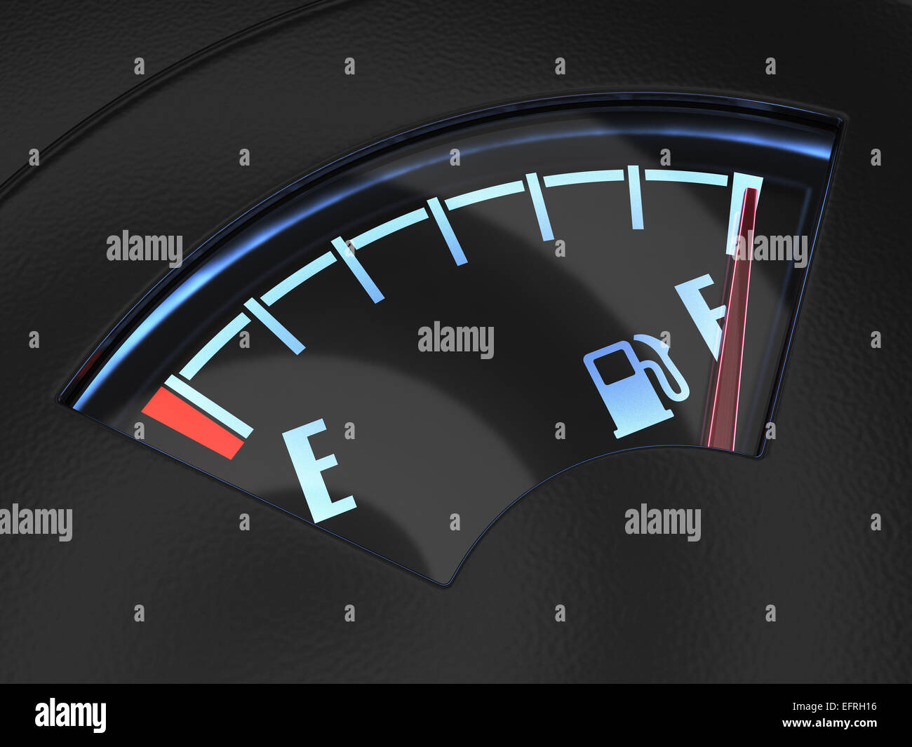 3d render of gas gage with the needle indicating a full tank. Fuel concept Stock Photo