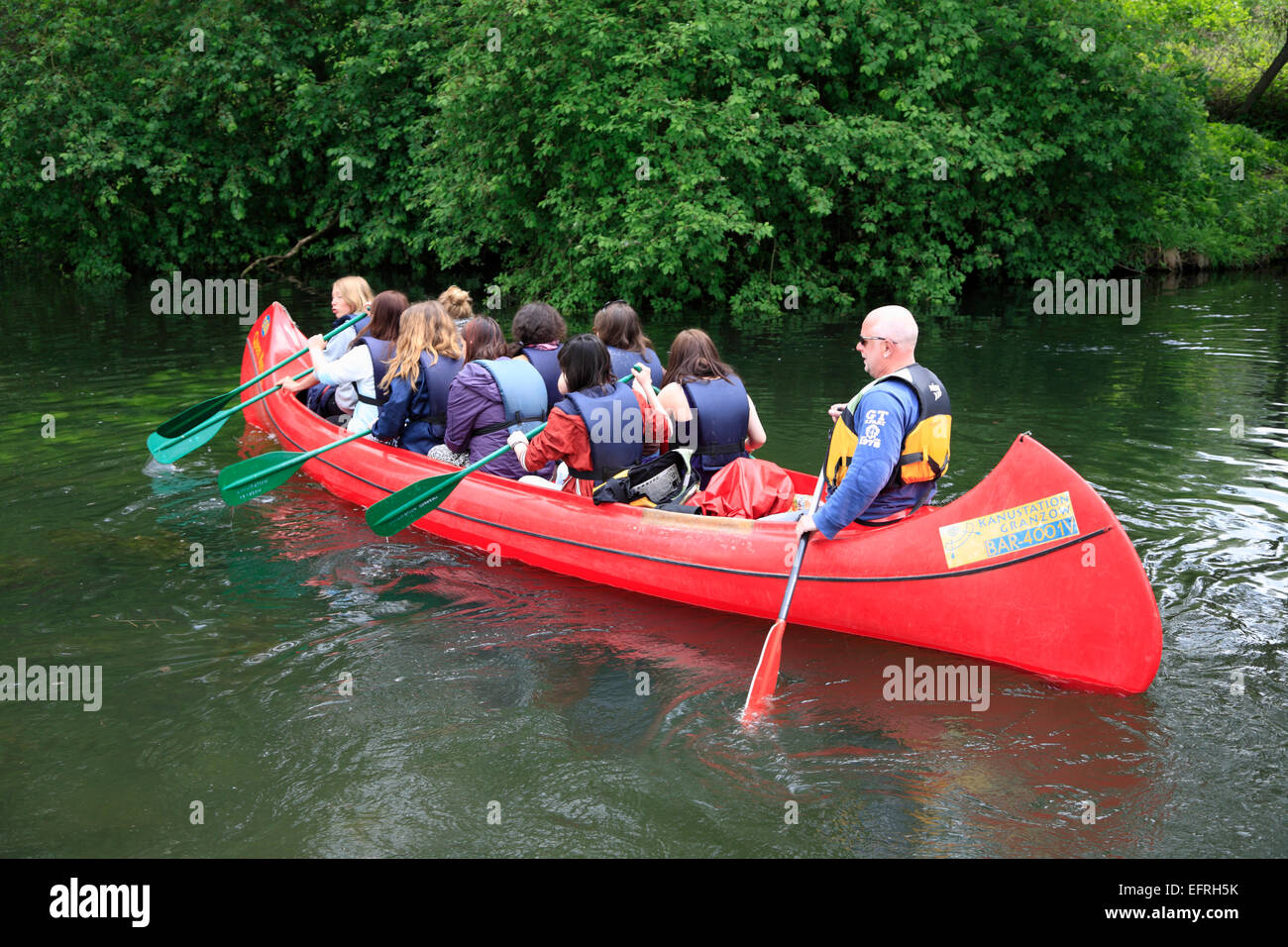 Canoe Tour at Bolter Schleuse (Lock) / Lake Mueritz, Mecklenburg Pomerania, Germany, Europe Stock Photo