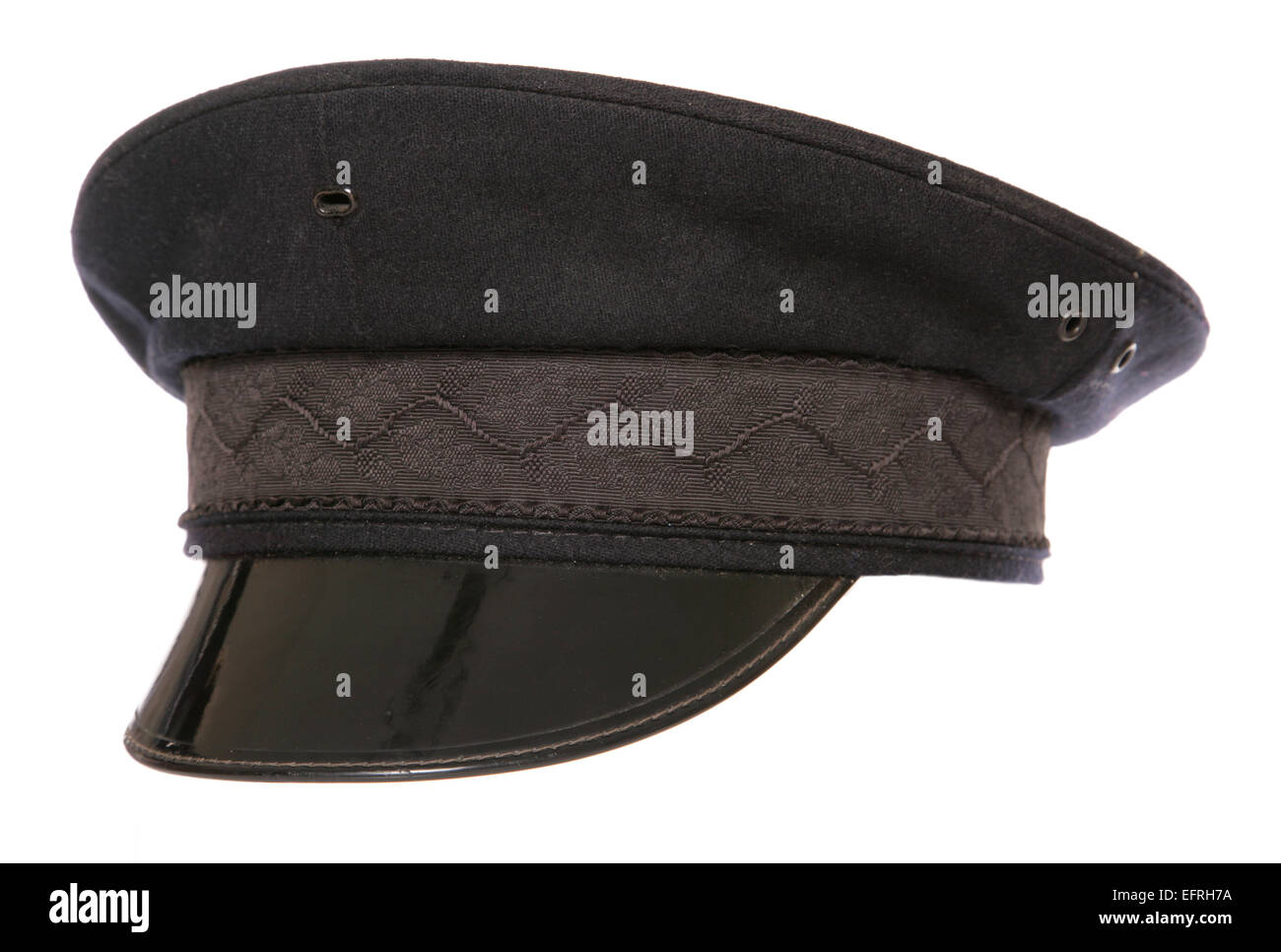 black chauffeur fancy dress hat cutout Stock Photo