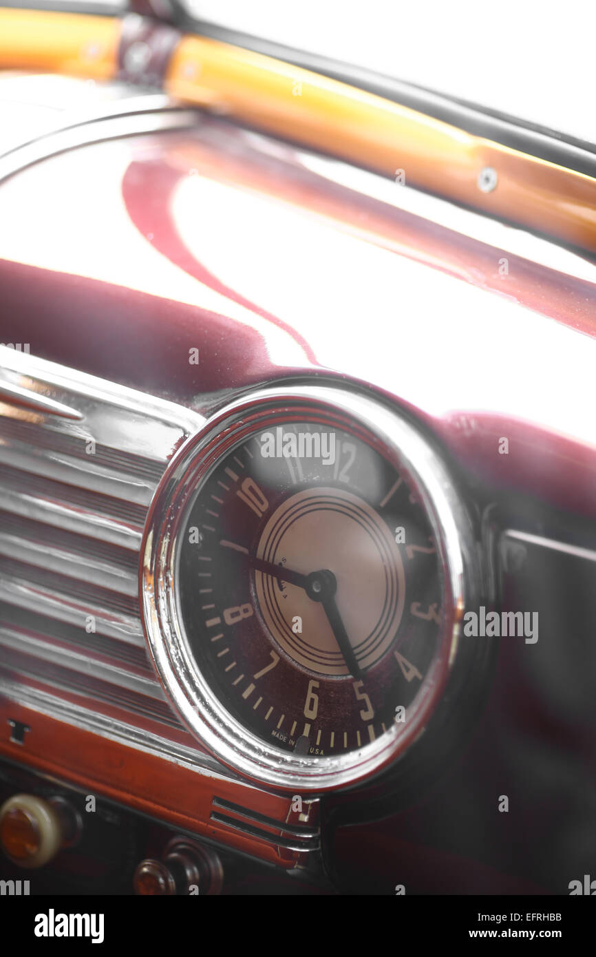 Color shot of a vintage clock on a car's dashboard Stock Photo Alamy