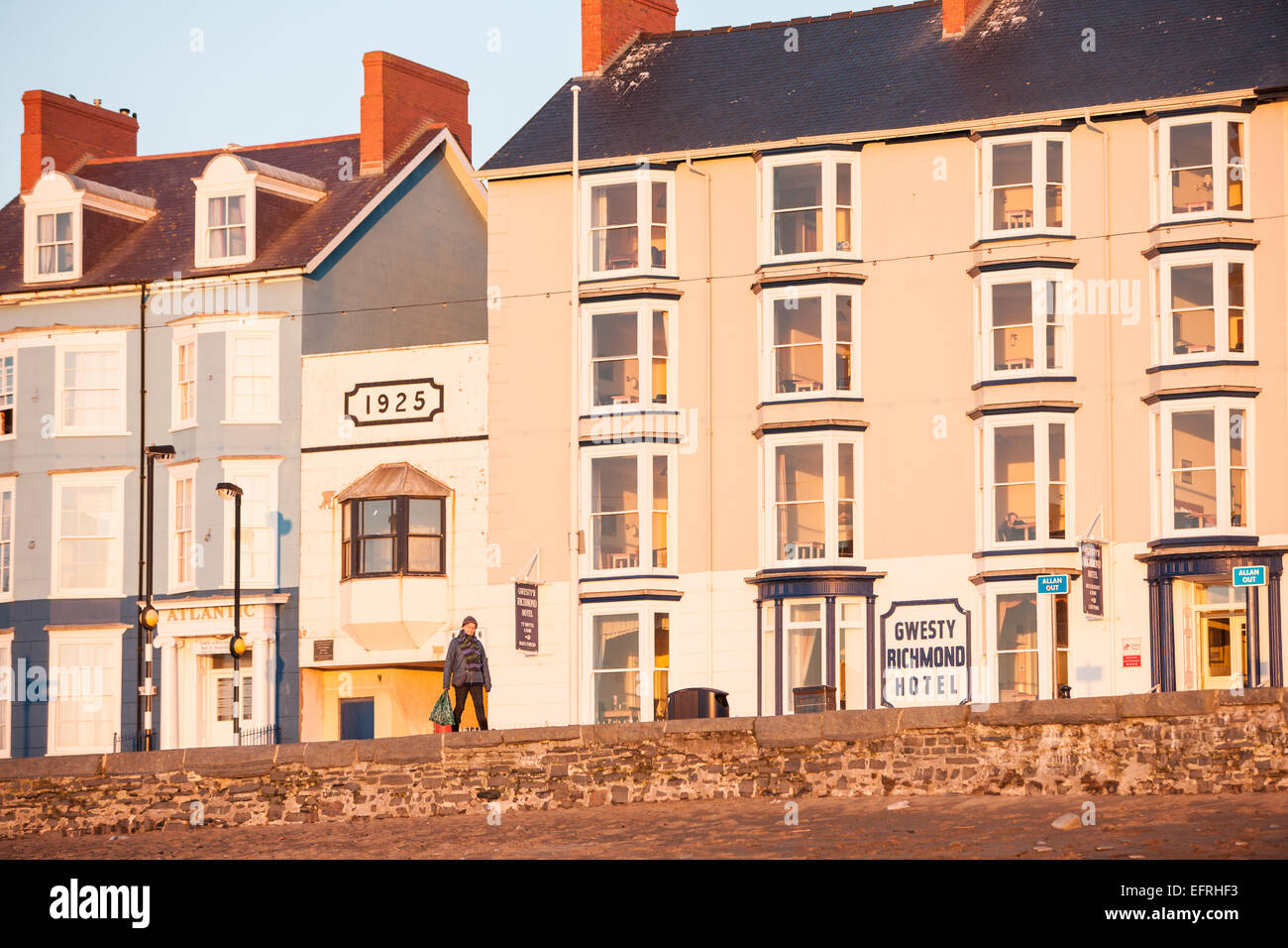Terraced houses along Victoria Terrace,with views of beach, and
