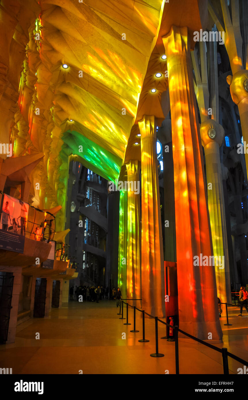 Barcelona Spain Sagrada Familia church interior architecture Stock Photo