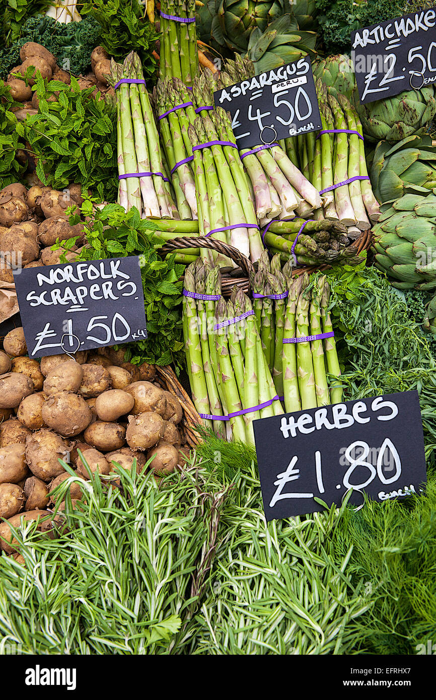 Vegetables sold in the Market, London, UK Stock Photo
