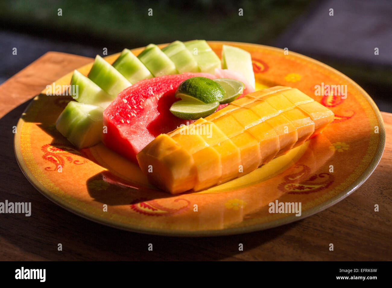 Assorted fruits on a plate Stock Photo