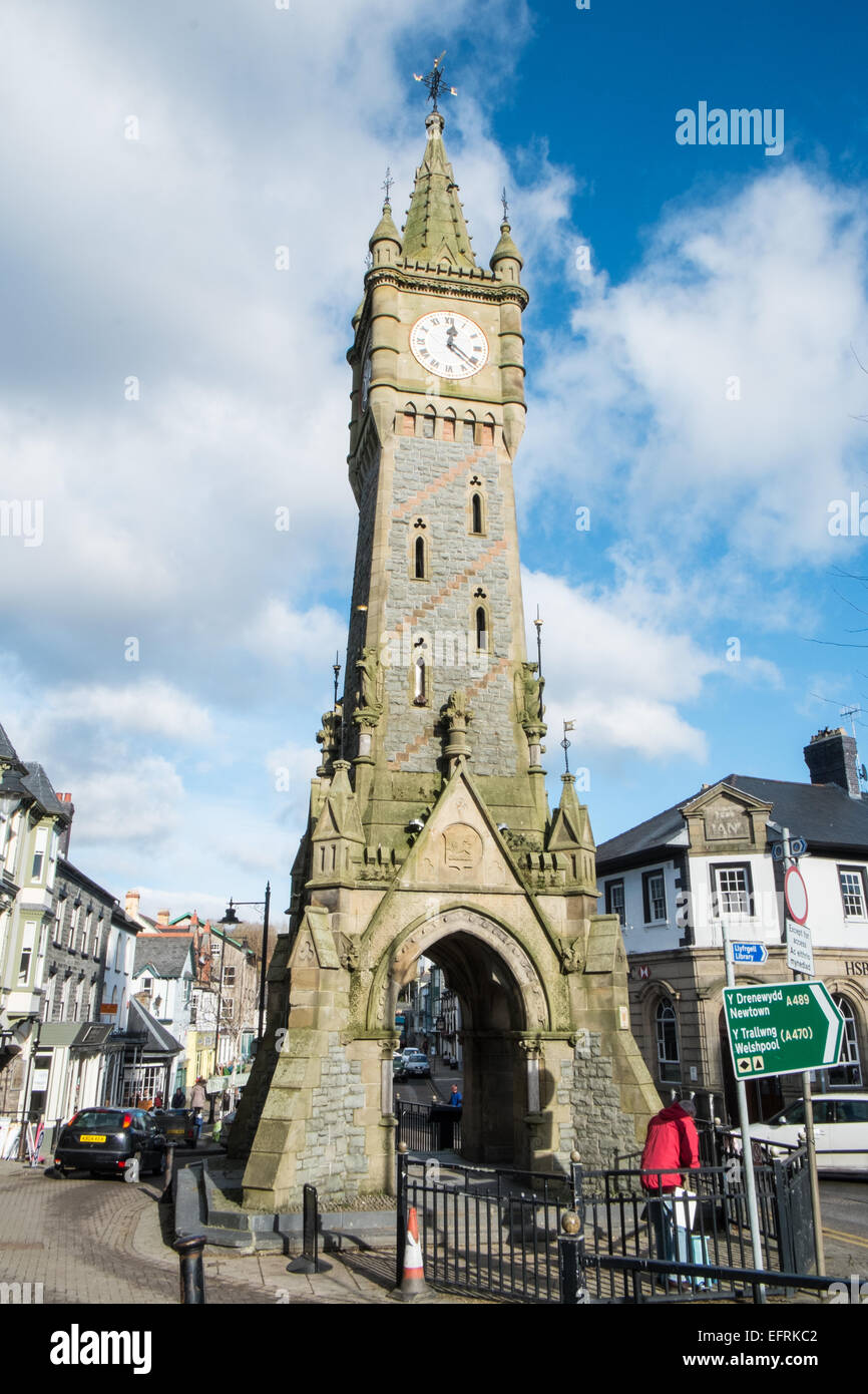 Machynlleth market town on weekly market day held on Wednesdays,in