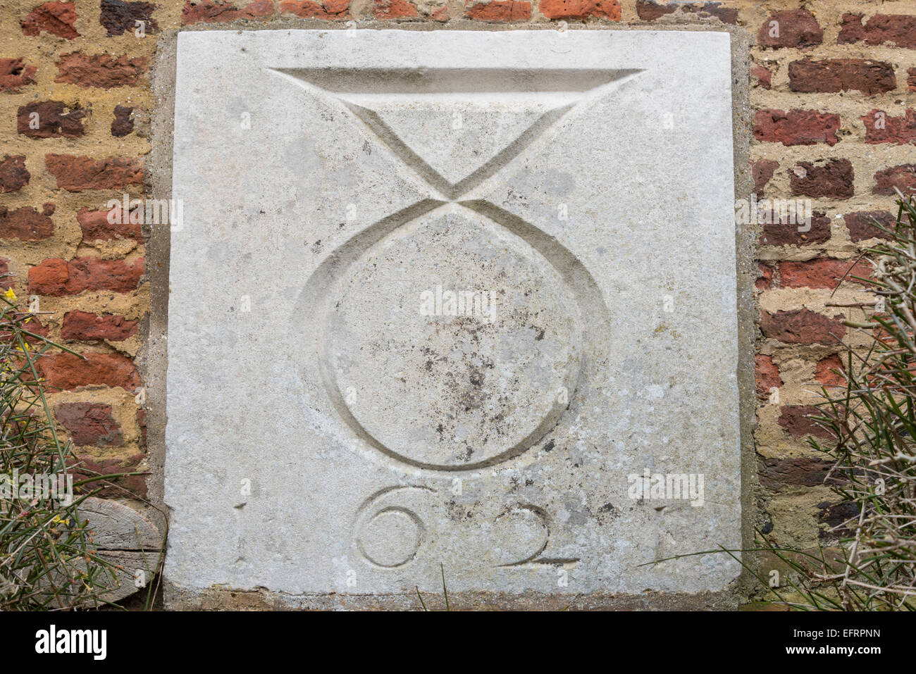 Mile marker from the wall of Theobald's place from the early 1600s- 1620s in fact Stock Photo