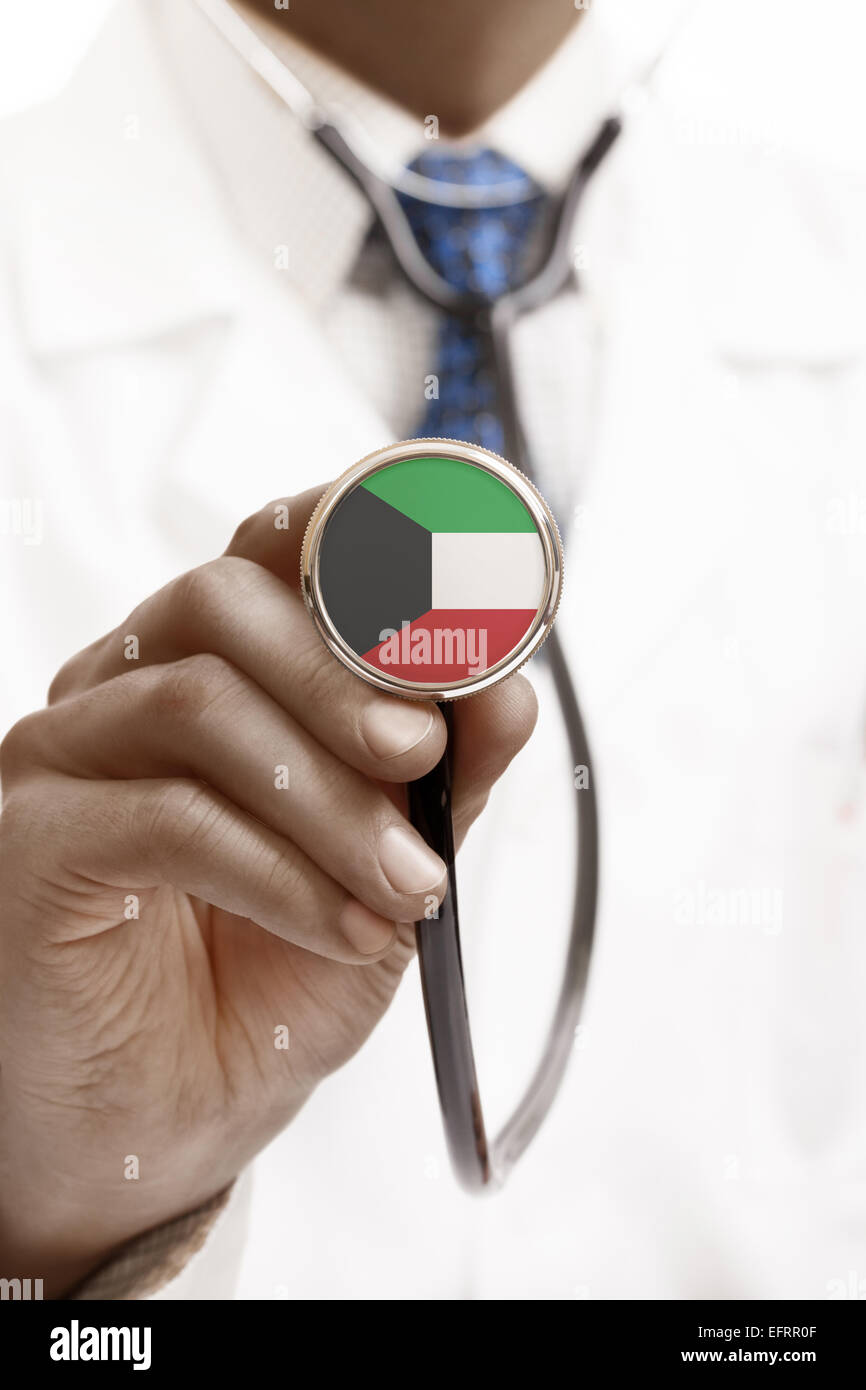 Stethoscope with national flag conceptual series Kuwait Stock Photo