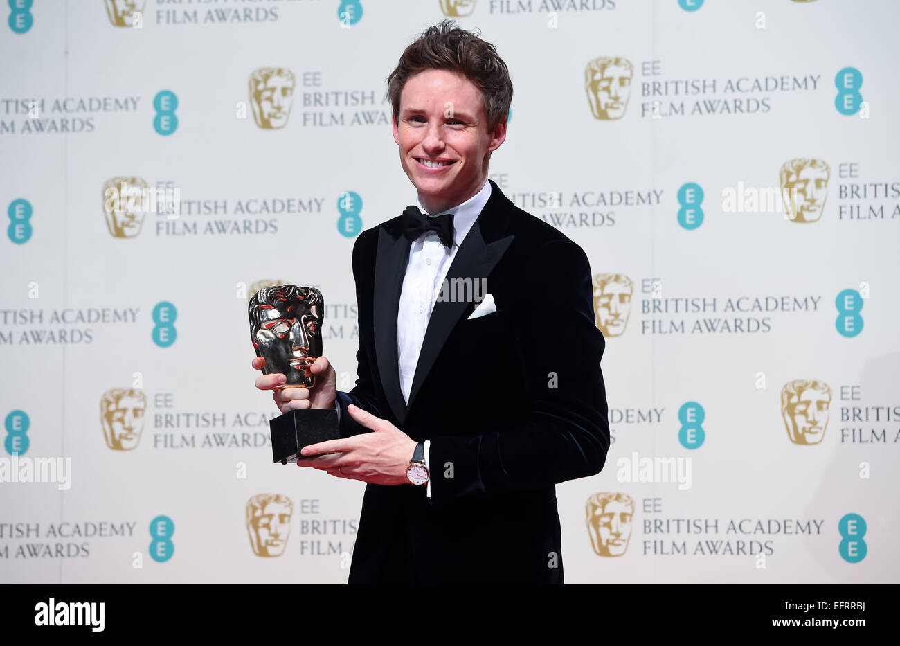 Eddie Redmayne at the EE British Academy Film Awards at The Royal Opera House on February 8, 2015 in London, England. Stock Photo
