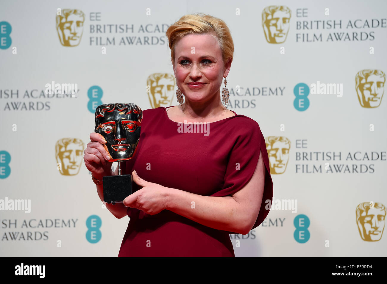 Patricia Arquette at the EE British Academy Film Awards at The Royal Opera House on February 8, 2015 in London, England. Stock Photo