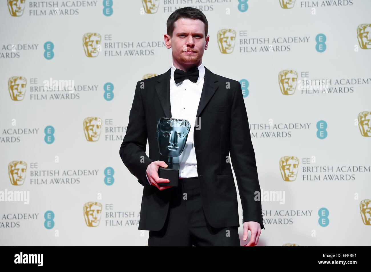 Jack O'Connell at the EE British Academy Film Awards at The Royal Opera House on February 8, 2015 in London, England. Stock Photo