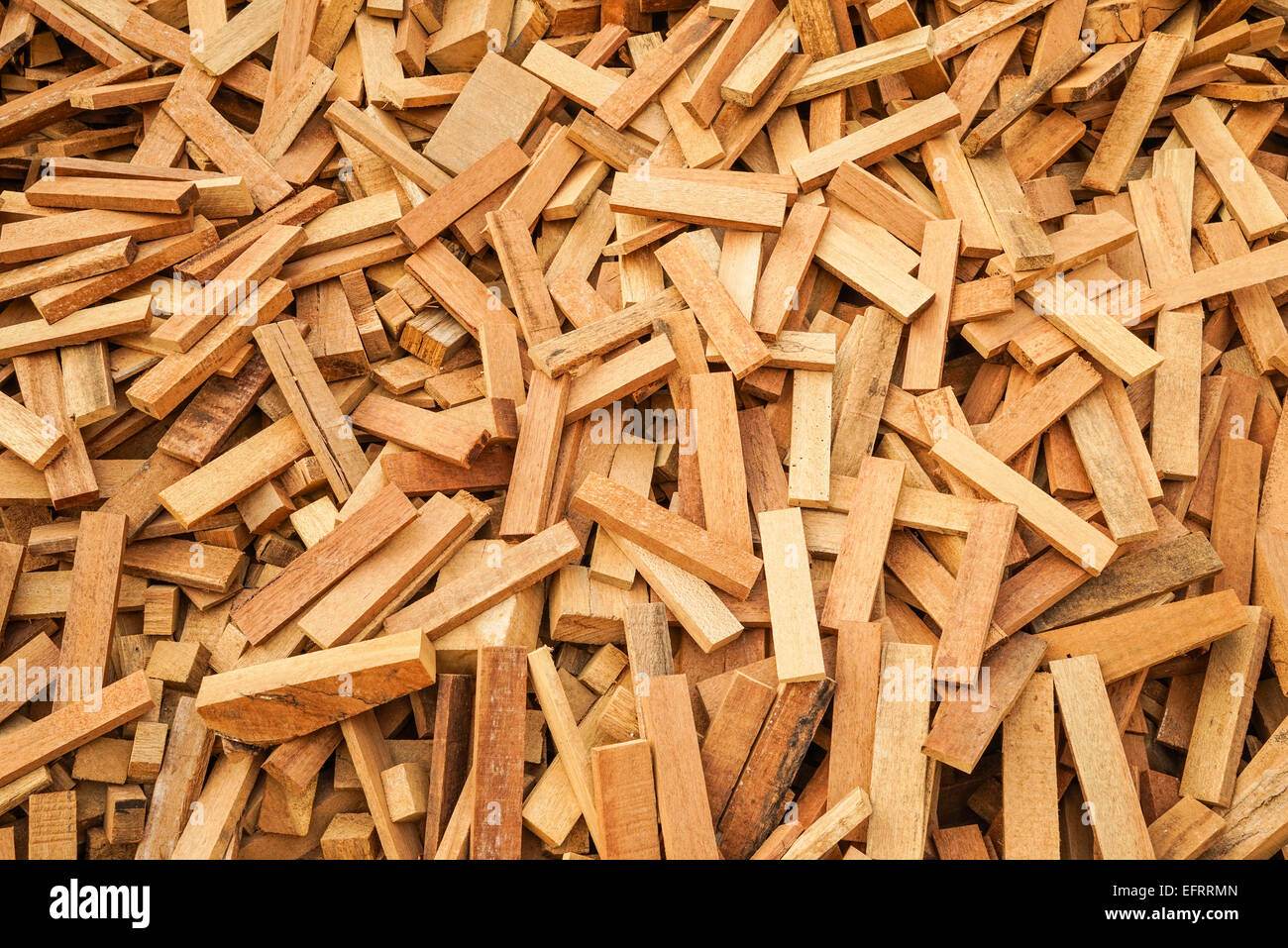 sew wood scraps ready for recycle process Stock Photo