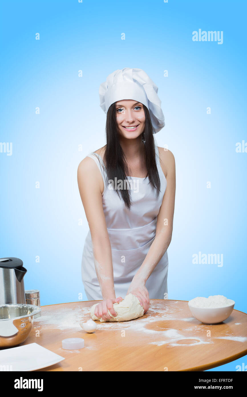 cooking. food concept - female chef, Stock Photo