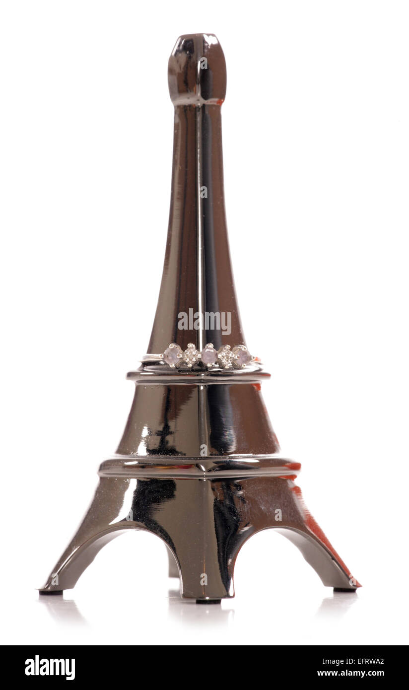 Eiffel tower ring holder cutout Stock Photo