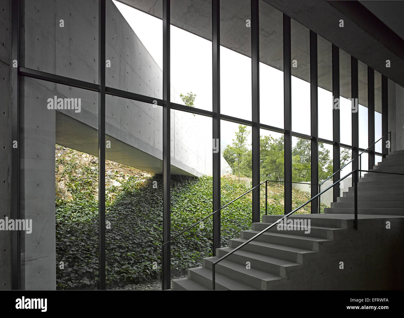 Casa Monterrey, Monterrey, Mexico. Architect: Tadao Ando, 2013. Grand staircase in Formal entrance area. Stock Photo