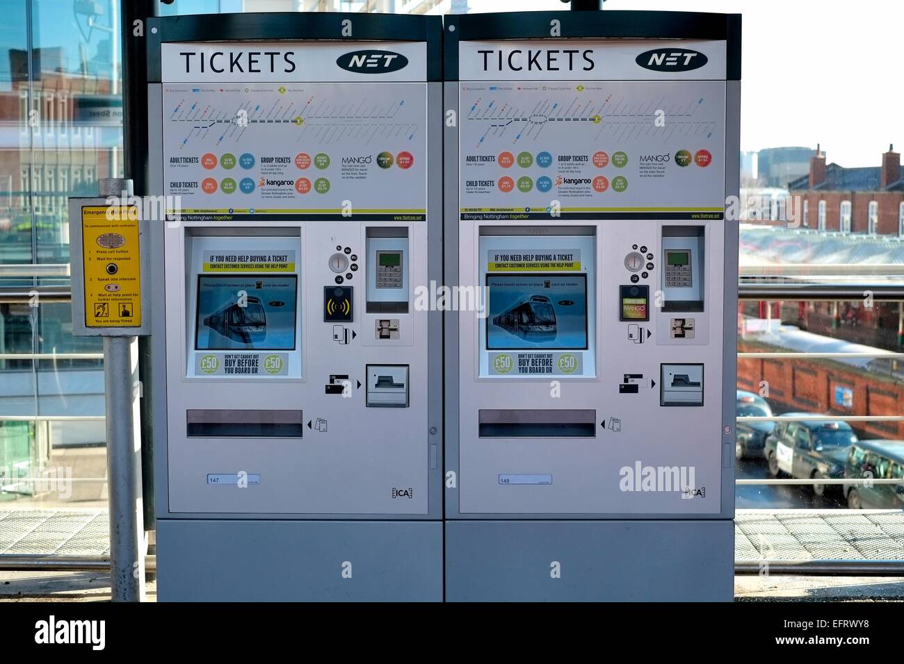 Automated ticket machines for use of the Nottingham express transit