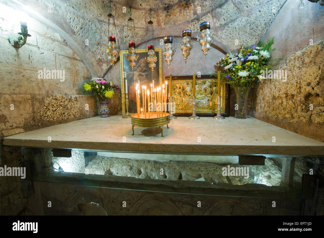 The sarcophagus of the The Tomb of the Virgin Mary, the mother of Jesus