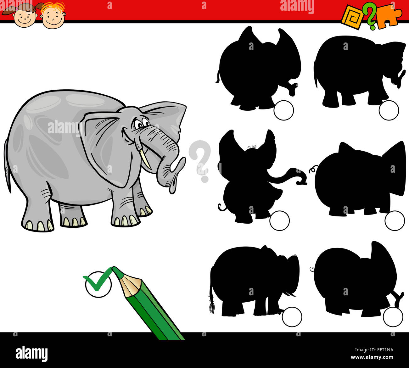 Cartoon Illustration of Education Shadow Matching Game for Preschool ...
