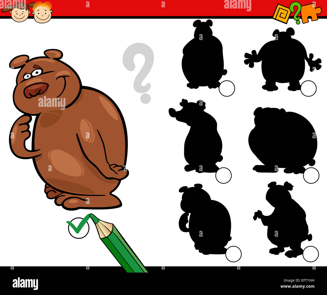 Cartoon Illustration of Education Shadow Matching Game for Preschool ...