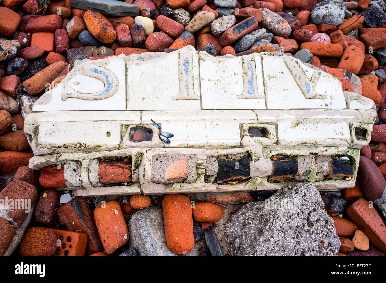 Old stones and rubble from the war, Crosby beach in Liverpool UK Stock Photo Alamy