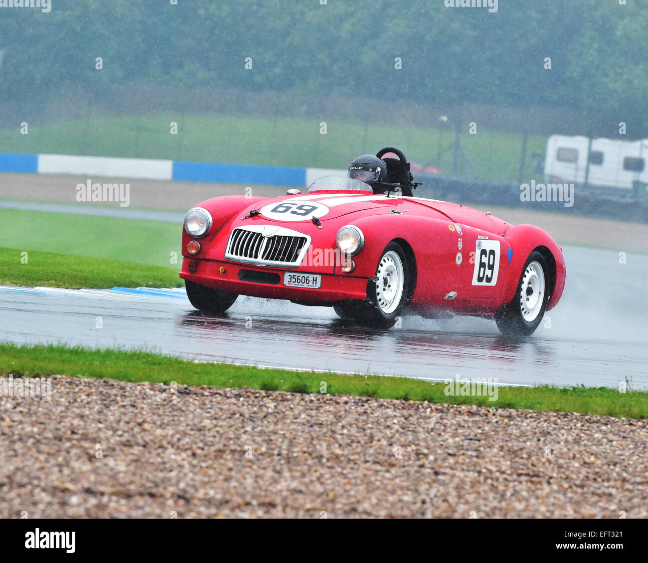 Richard Line, MG A, 35606 H, 50's Sports cars, Jaguar XK Challenge, June 2014 Donington. Stock Photo