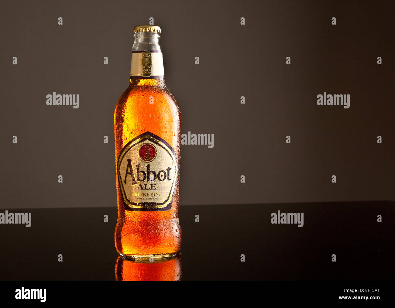 Bottle of Abbot Ale in various frame shapes Stock Photo