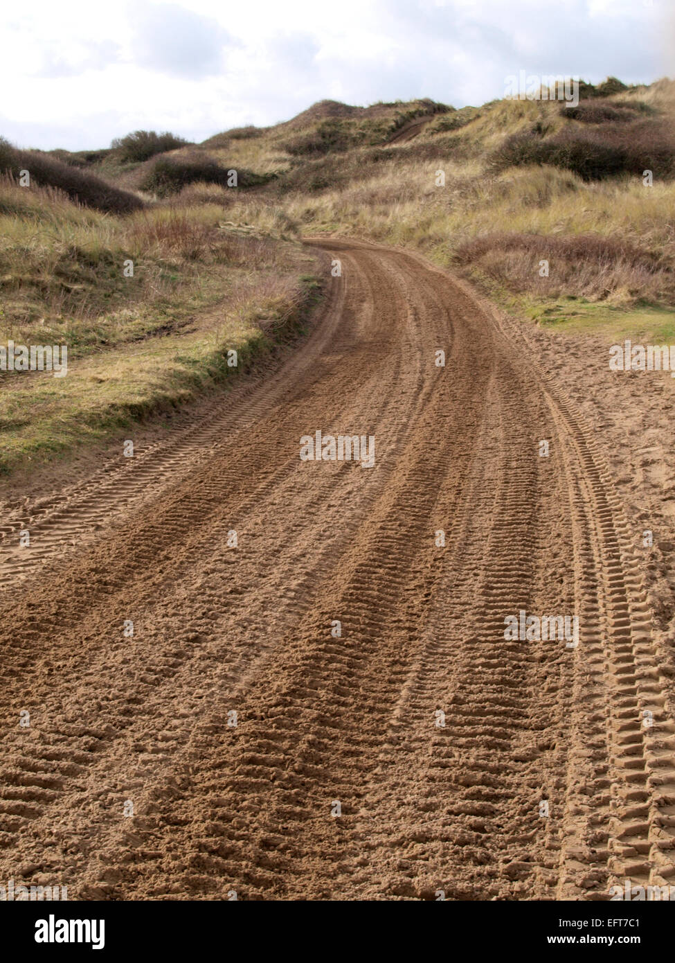Off Road track through Braunton Burrows sand dunes used by the military for training, Devon, UK Stock Photo