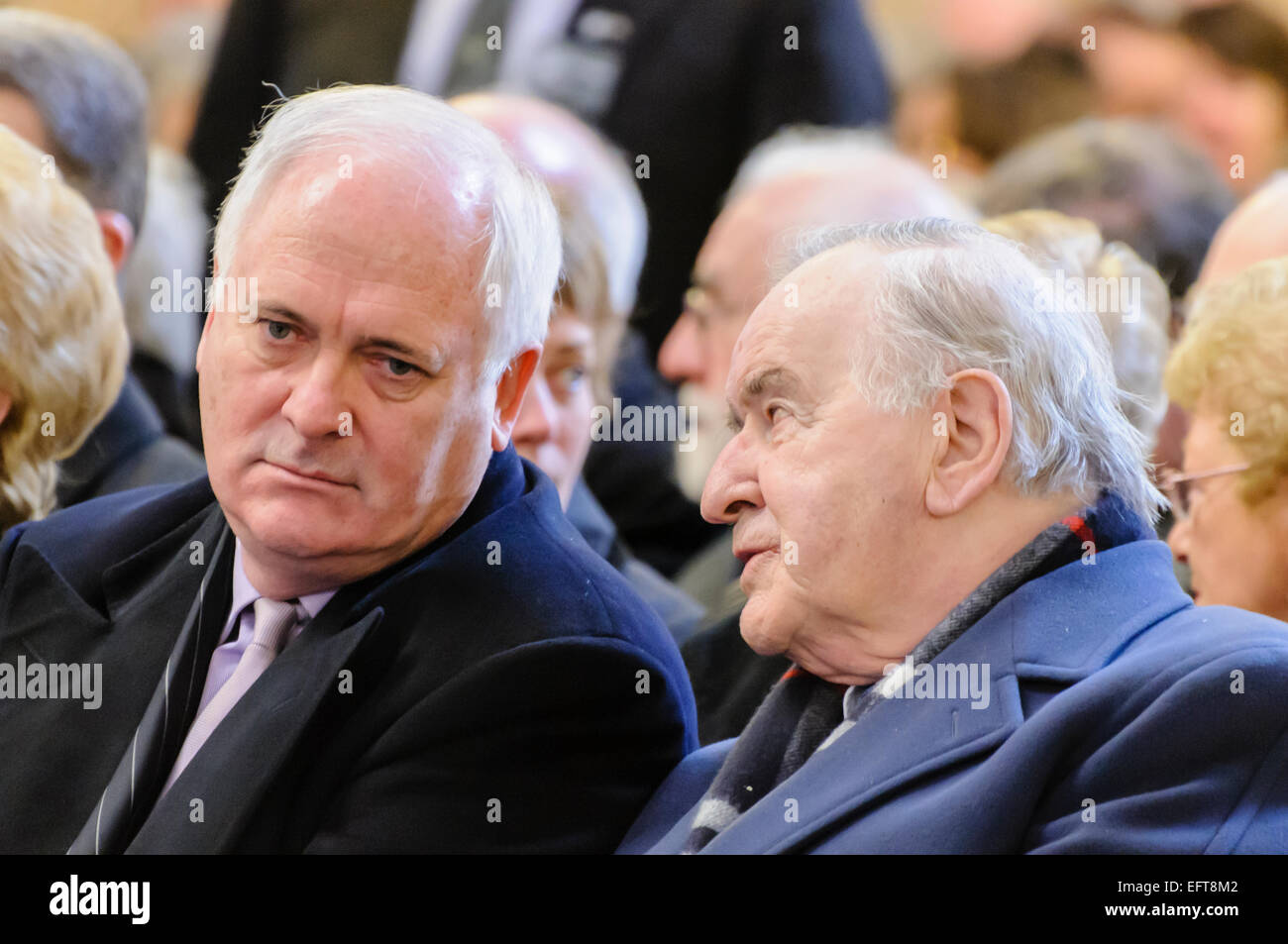 Armagh, Northern Ireland. 05 Jan 2010 - Former Taoiseachs John Bruton and Albert Reynolds at the requiem mass for Cardinal Cahal Daly Stock Photo