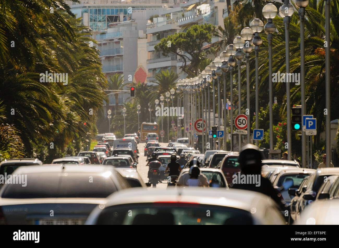 Heavily congested traffic in Nice, France. Stock Photo