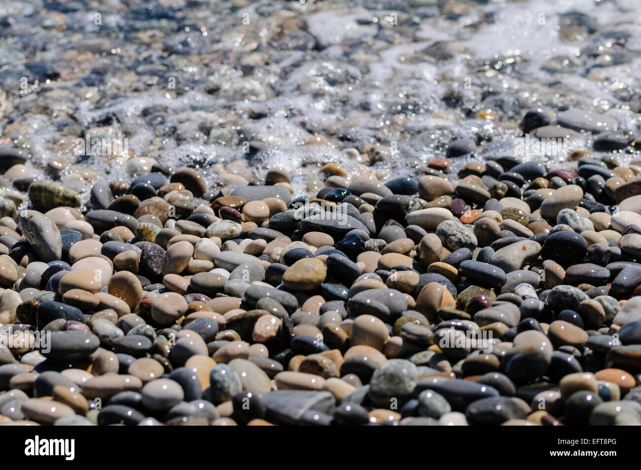 Pebbles on the beach at Nice, France. Stock Photo